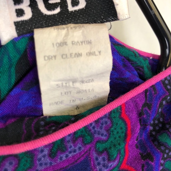 Vintage 1980s Purple Paisley Dress Sz 4 - Picture 12 of 16